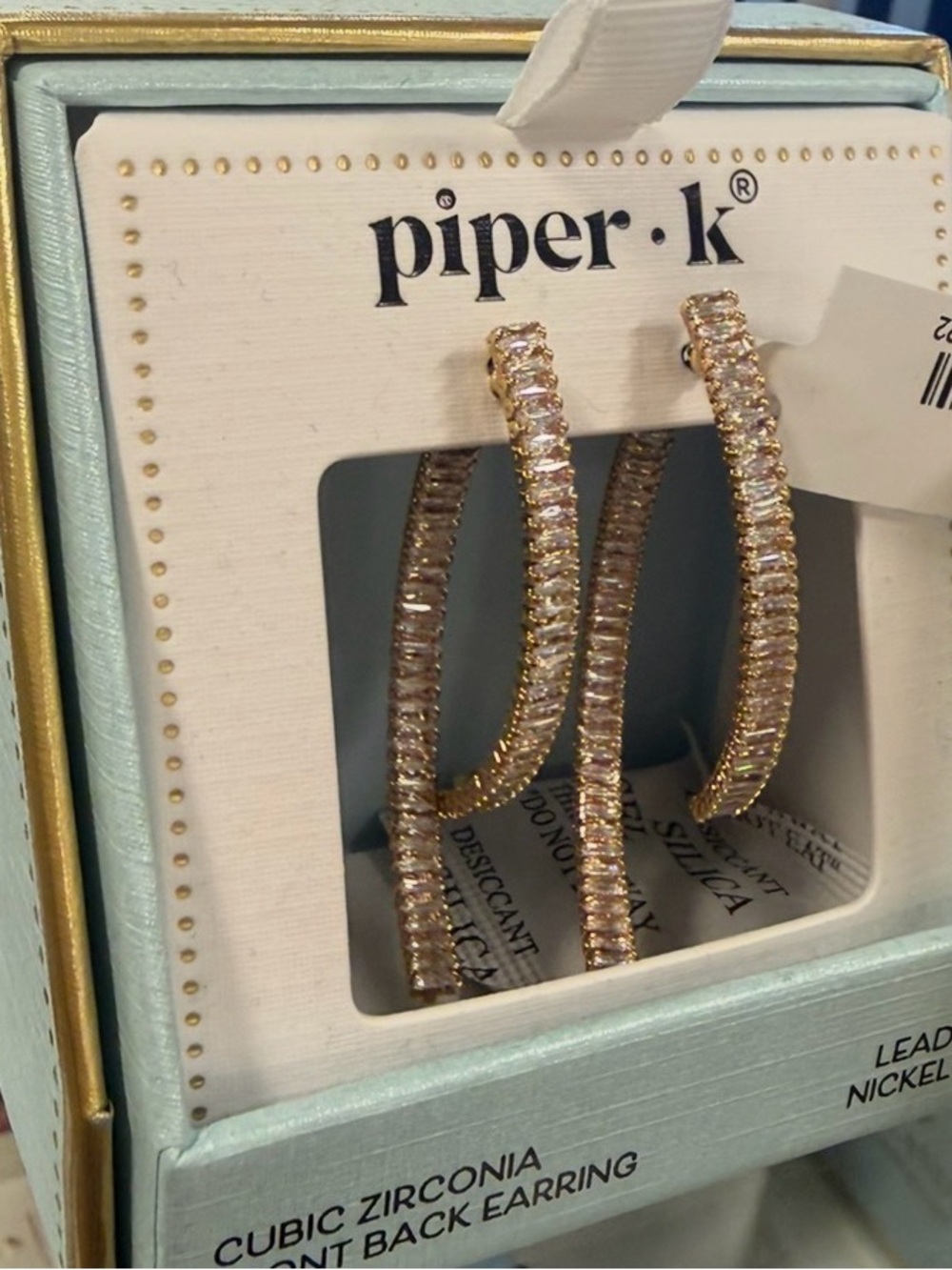 NWT ⚜️💎⚜️ Piper K Cubic Zirconia Front Back Hoop Earrings